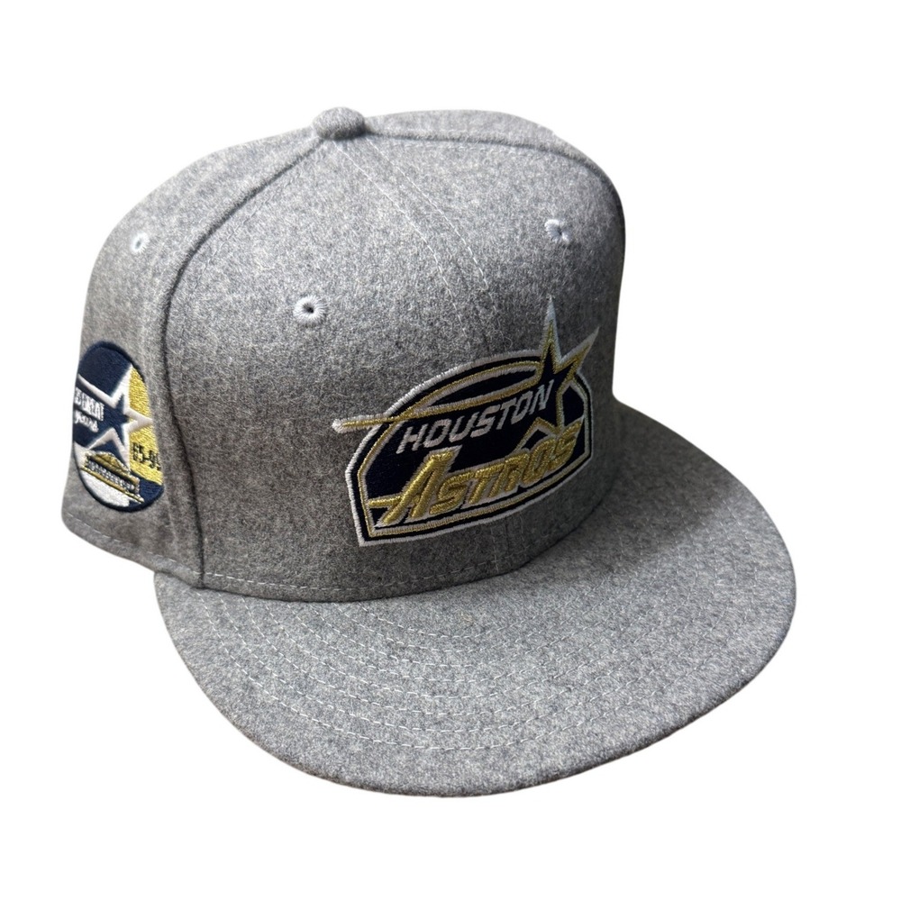 New Era Houston Astros Fitted Hat Mens‎ 7 1/2 Gray 35th Anniversary Wool 59FIFTY